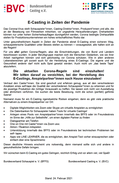 Image for E-Casting in Zeiten der Pandemie