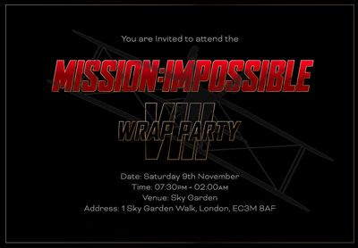 Image for Mission: Impossible VIII - Wrap party in Sky Garden, London - the actors management